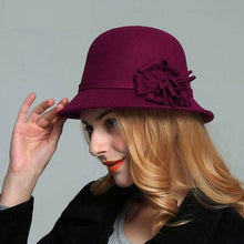 Load image into Gallery viewer, Purple cloche hat
