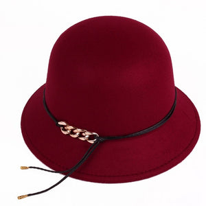 Red cloche hat