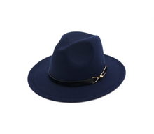 Load image into Gallery viewer, Dark blue fedora hat
