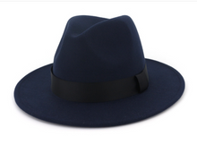 Load image into Gallery viewer, Dark blue fedora hat
