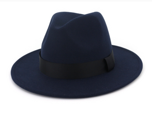 Dark blue fedora hat